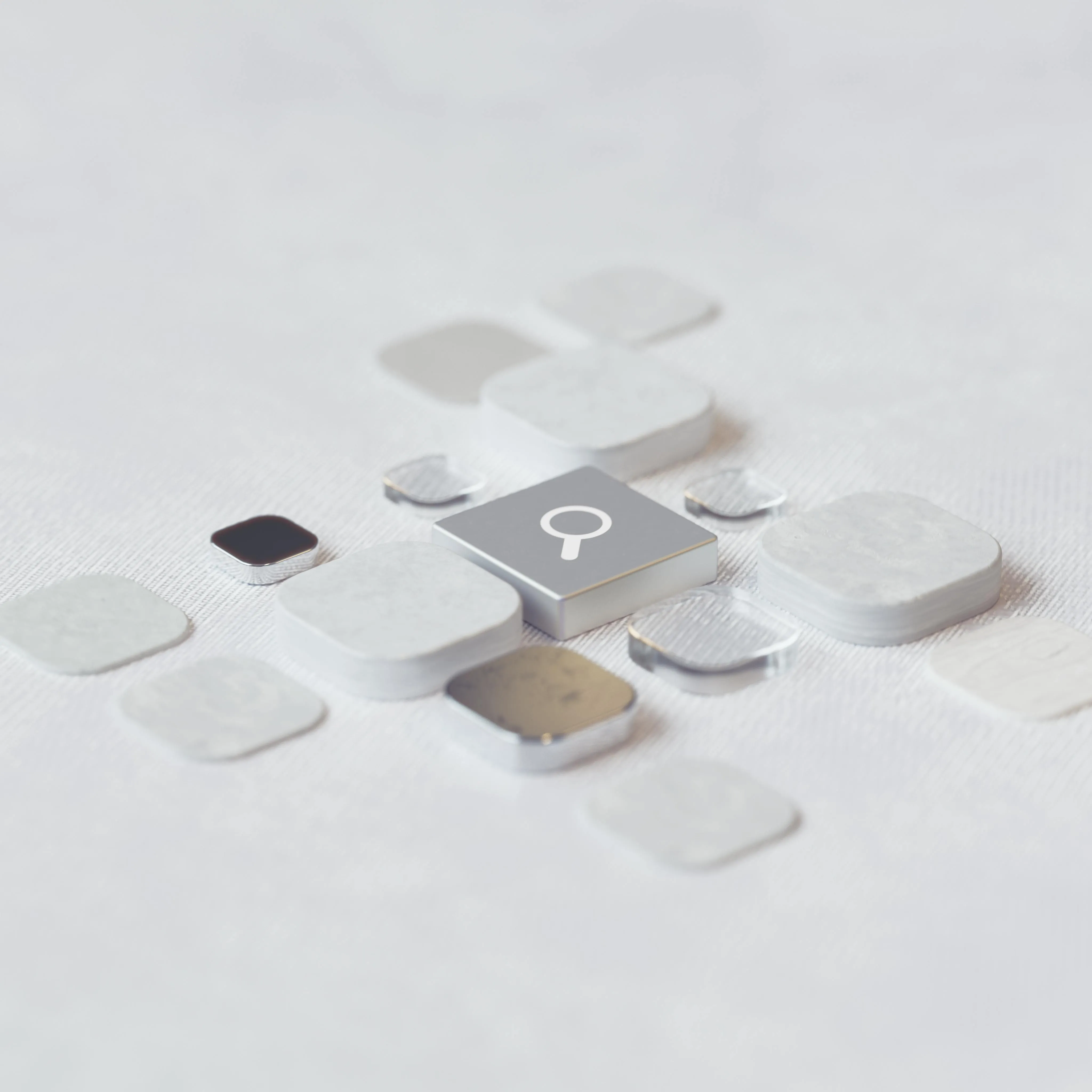 An abstract squared 3d buttons on a white surface